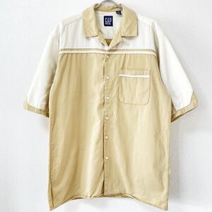 ■激レア■90s OLD GAP 開襟 ワークシャツ L XL オールド ギャップ アロハシャツ 総柄 USA製 ビンテージ