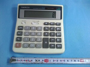 レトロ★CASIO TENEREZZA TD-5 実務電卓　12桁　2WAY　大きめ★動作品！液晶文字欠け