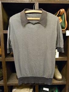 イギリス製 JOHN SMEDLEY ニット 半袖 スキッパーシャツ SIZE S?