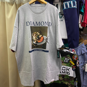 送料無料【3XL】Diamond Supply Co. 正規品 ダイヤモンドサプライ HIPHOP ティーシャツ Tシャツ ピスタグ付き 絵画風 グレー 