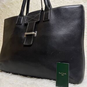 1円【入手困難】ポールスミス　Paul Smith トートバッグ ビジネスバッグ ブリーフケース A4 2way レザー ブラック　黒　メンズ レディース 