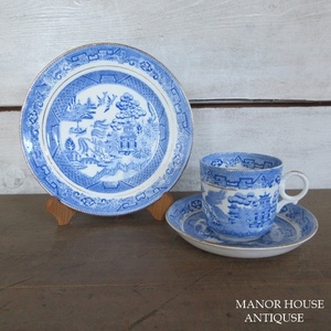 イギリス製 Samuel Radford Ltd ブルーウィロー ブルーアンドホワイト カップアンドソーサー トリオ アンティーク 英国 tableware 1178sc