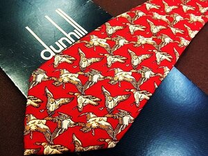 ♪4196D♪状態並品【鳥 鴨 カモ 柄】ダンヒル【dunhill】ネクタイ