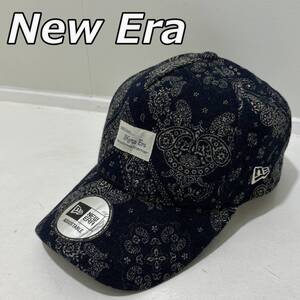 【New Era】ニューエラ ペイズリー バンダナ柄 総柄 インディゴ スナップバック 5パネル キャップ 帽子 ネイビー 紺色