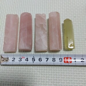 ローズクォーツ イエロークォーツ 石印材 5本 セット 鉱物 ミネラル 天然石 水晶 印章 印材 印鑑 パワーストーン ヒーリング ルース はんこ