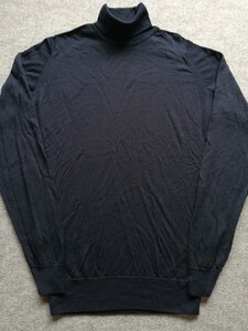 JOHN SMEDLEY ジョンスメドレー 30G メリノウール タートルネック ニット ネイビー