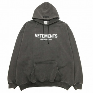 極美品 23SS ヴェトモン VETEMENTS LOGO LIMITED EDITION HOODIE WASHED BLACK リミテッドエディション フーディー パーカー UE63HD720