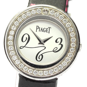 ベルト訳あり☆【PIAGET】ピアジェ ポセション K18WG ダイヤベゼル P10402 クォーツ レディース