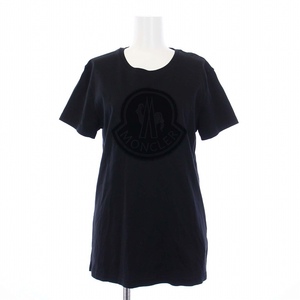 モンクレール MONCLER 18AW T-SHIRT GIROCOLLO Tシャツ カットソー 半袖 ベロアワッペン S 黒 ブラック /KH レディース