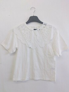 ◇ ◎ ●美品● Sugar spoon レースつけ襟 タグ付 半袖 Tシャツ カットソー サイズF ホワイト レディース P