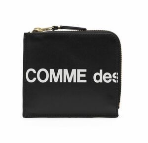 新品 wallet COMME des GARCONS ギャルソン HUGE LOGO ロゴ L字型 ジップ レザーウォレット 革財布 コインケース SA3100HL 黒 CDG Tシャツ