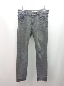 ◇ ZARA ザラ ダメージ加工 ストレッチ素材 スキニー カジュアル デニムパンツ サイズEUR38 ブラック レディース E