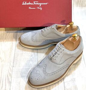 Salvatore Ferragamo フェラガモ◆24.5cm 6.5 EE◆フルブローグ オックスフォード 革靴 本革 ビジネスシューズ ドレスシューズ ITALY製 靴