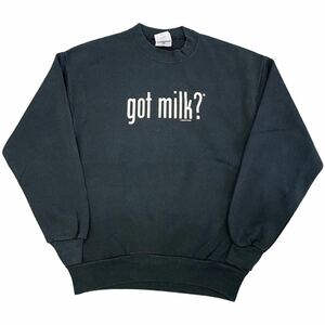 90s USA製 got milk? スウェット M ブラック JERZEES トレーナー ミルク 牛乳 広告 企業 ロゴ アメリカ製 ヴィンテージ