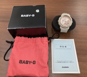 ☆レトロ時計☆【CASIO BABY-G WR10BAR 5257 ピンク文字盤 箱あり】カシオ ベビージー 腕時計 ジャンク 不動品 雑貨 小物 アクセサリー