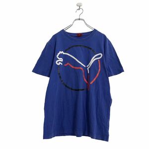 PUMA 半袖 プリント Tシャツ L ブルー プーマ ビッグロゴ スポーツ 古着卸 アメリカ仕入 a506-6528