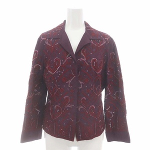 アルベルタ フェレッティ ALBERTA FERRETTI 刺繍スパンコール装飾ジャケット シャツジャケット I42 紫 赤 パープル レッド レディース