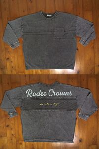 ☆ロデオクラウンズ【 RODEO CROWNS WIDE BOW】ニットコンビ　チュニック FREE コットンニット　色落ち加工　黒　グレー クリックポスト可