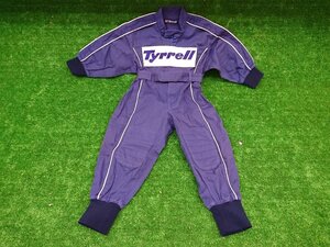 ★中古品★子供用ツナギ つなぎ tyrrell ブルー 身長85-90 胸囲45-51 胴囲42-46 綿100％ サイズ90 ベビー服 【他商品と同梱歓迎】