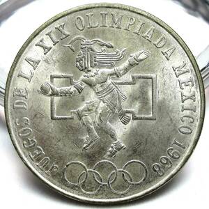 メキシコ 25ペソ銀貨 1968年Mo 38.00mm 22.44g KM#479.1 メキシコオリンピック