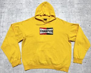 90s USA製 チャンピオン プラグ ビッグロゴ デカロゴ フーディー　　スウェット パーカー CHAMPION SALVAGE アメリカ製 MADE IN USA 玉8115