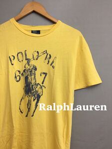 ポロラルフローレン Polo byRalphLauren 半袖 Tシャツ プリント 丸首 イエロー メンズ Sサイズ ～▽