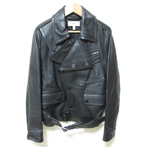 美品 HYKE×UNITED ARROWS ハイク×ユナイテッドアローズ 別注 レザー モーターサイクルジャケット ダブルライダース 2 ブラック