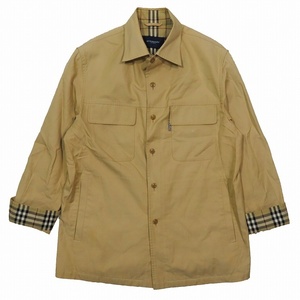 バーバリー ロンドン BURBERRY LONDON シャツジャケット ブルゾン アウター ノバチェック裏地 ベージュ サイズM FD082-026-40 メンズ YBA2