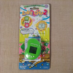 タカラ LOVE CHU 2 ラブっちゅ ライトグリーン 通信機能搭載 育成 携帯 電子ゲーム 1997 デッドストック レア希少 玩具 たまごっち類似品☆