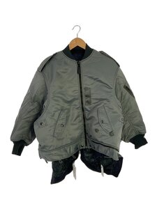 beautiful people◆23FW/double-end nylon flight jacket/36/ナイロン/カーキ/TA1649-9049