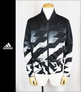 ■■＜美品＞アディダス＜ADIDAS GOLF＞Geometric print FULL ZIP Track right JKT＜black：S＞■■