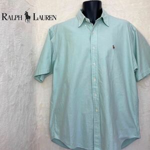 【美品】RALPH LAUREN ポロラルフローレン　シャツ　半袖　ゴルフ　ラルフローレン　半袖シャツ　ミントグリーン　L サイズ