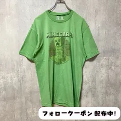 古着 used　MINECRAFT マインクラフト　クリーパー　半袖ゲームプリントTシャツ　緑　個性的　レトロ