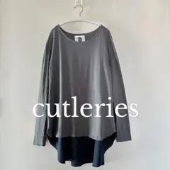 cutleries カトラリー バックティアード 異素材コンビカットソー M