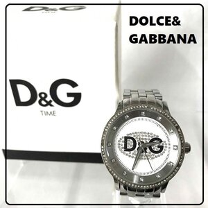 Ｄ＆Ｇ ＤＯＬＣＥ＆ＧＡＢＢＡＮＡ ドルガバ ※状態 プライムタイム ラインストーンホワイト 電池 チタン 銀 時計/266