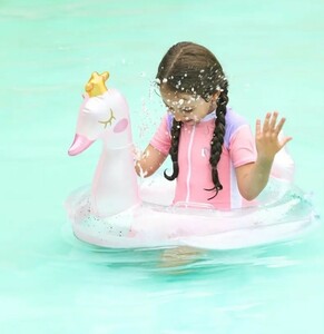 958【新品未使用】ピンクスワン 白鳥 浮き輪 70サイズ 子供 プール 海水浴 フロート