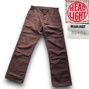 HEADLIGHT ヘッドライト ブラウンダック ダブルニー ワークパンツ size 36 HD40610 東洋エンタープライズ