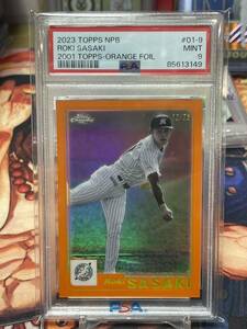 2023 Topps Chrome NPB 佐々木朗希 25枚限定 2001 Topps Orange-Foil PSA9 千葉ロッテマリーンズ