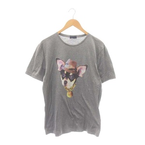 ランバン LANVIN Tシャツ カットソー 半袖 プリント 犬 ロゴ M グレー /ES ■GY18 メンズ