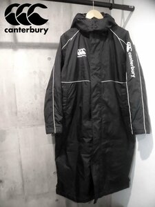 CANTERBURY カンタベリー ロゴプリント フード付き 中綿 ロングコートL/ベンチコート/ジャケット/黒/メンズ/ラグビー/RG72513/スポーツ観戦