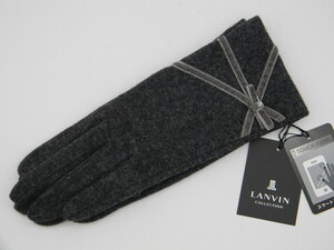 ◆ LANVIN ◆ ランバン グレー 手袋 リボン 