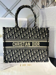 ■【新品同様】ディオール Dior ブックトート オブリーク総柄 トートバッグ ハンドバッグ ネイビー