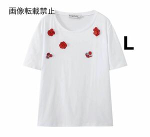 vintage ヴィンテージ レトロ スパンコール 半袖 Tシャツ トップス Lサイズ レディース★ZARA 好きな方に★2024 S/S 春新作 新品未使用★