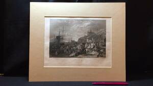 【真作 J.M.W.Turner(ターナー)/銅版画30】『St.Mawes』●イギリスロマン主義●縦33.5×横40.5㎝●検)リトグラフ/水彩画/風景画