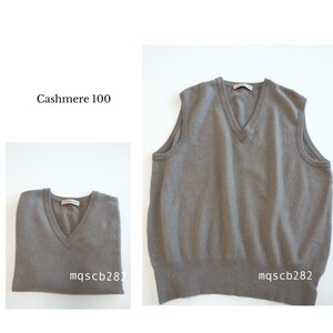 カシミヤ100 Vネック ニット ベスト size L