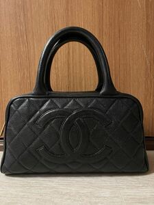 1000円～正規品 美品 シャネル CHANEL ビックココマーク マトラッセ キャビアスキン ハンドバッグ ミニボストン ヴィンテージ シリアル有