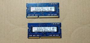 【 中古 】No.１７６　ノートPC用メモリー　hynix　製　DDR３　PC３ー１２８００s　２GB　x　２枚