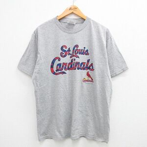 XL/古着 半袖 ビンテージ Tシャツ メンズ 00s MLB セントルイスカージナルス クルーネック グレー 霜降り メジャーリーグ ベースボール