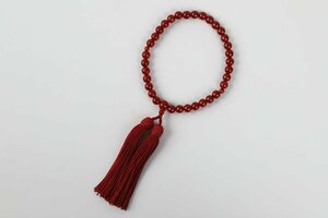数珠 女性用 赤めのう 8mm 人絹房 略式 念珠 お葬式 法事 全宗派