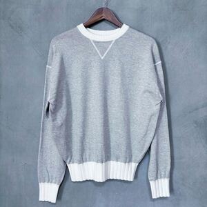 HERILL ヘリル Suvin cotton Sweat shirts 高級 スビンコットン 前V ドロップショルダー 薄地 スウェットシャツ トレーナー size.0 グレー